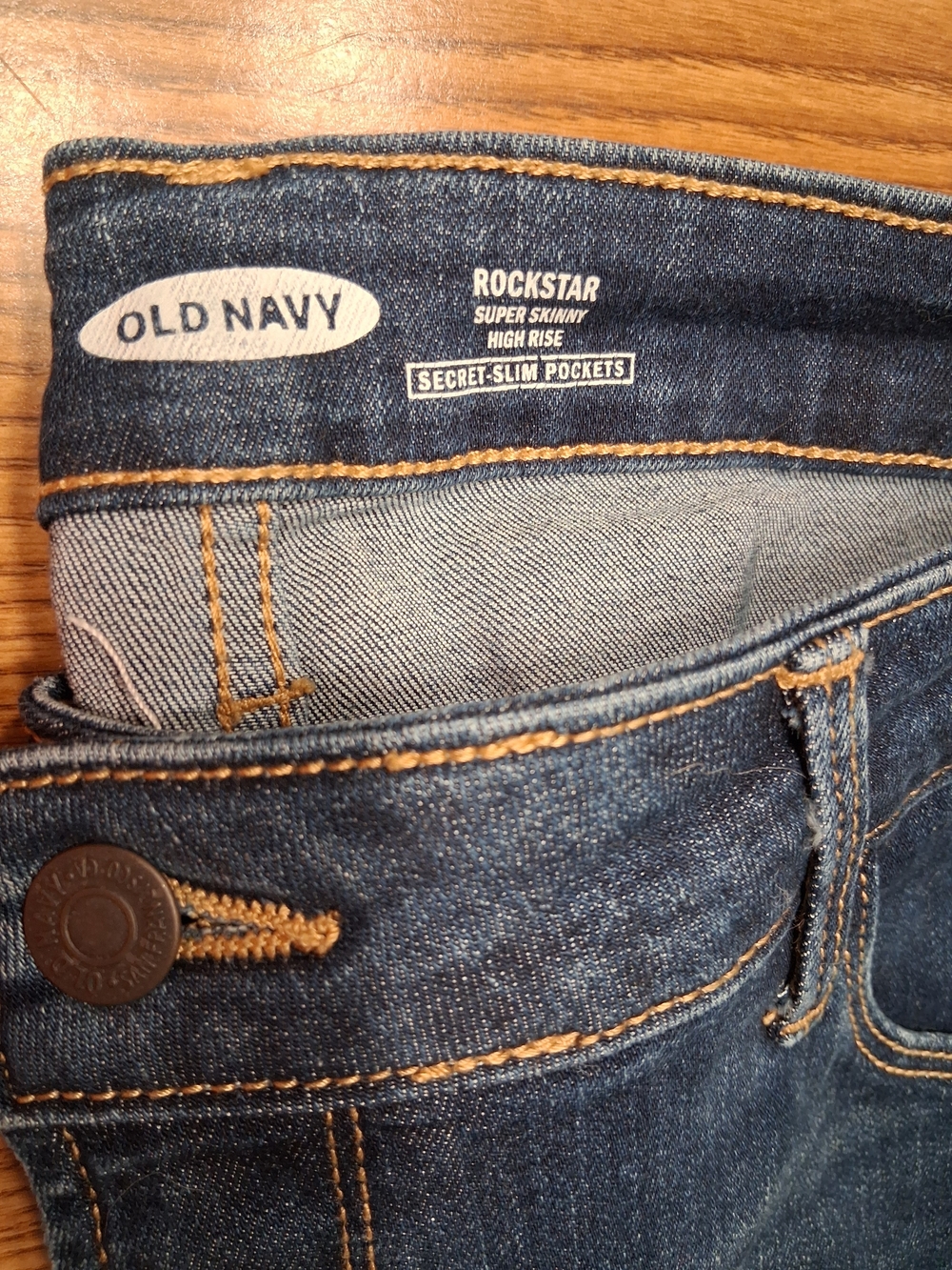 Old Navy Rockstar Super Skinny Jeans - Dark Blue with Gold Stitching